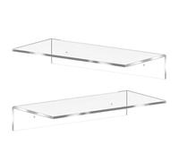 Gadpiparty Étagère Flottante Murale en Plastique 2 Pièces Transparente | Rangement Mural Simple, Gain de Place Discret, Usage Maison, Bureau, Salon, pour Organisateurs et Locataires