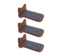 Gadpiparty Étagères Murales pour Chat en Bois Khaki, Escalier Antidérapant 3 Pièces, Design Moderne, Gain de Place pour Chambre d'animaux ou Balcon