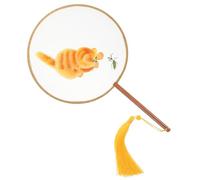 Gadpiparty Éventail Chinois Rond Brodé Double Face à Motif Chat, Ventilateur Portatif Vintage en Tissu, Petit Éventail de Danse Traditionnel pour Garçon et Filles et Décoration D’été