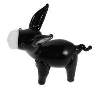 Gadpiparty Figurine Âne Miniature en Verre Soufflé Noir, Décoration Compacte et Unique pour Étagère de Cheminée ou Cabinet de Curiosités, Design Cartoon Distinctif