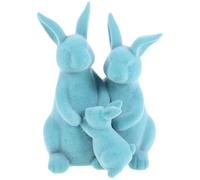 Gadpiparty Figurines de Famille de Lapins Floquées Bleues, Décorations de Pâques en Résine, Statuettes Printanières pour Centre de Table, Jardin et Maison, Ornements Colorés pour Fête