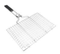 Gadpiparty Filet de Barbecue en Acier Inoxydable, Pliable et Détachable | Poignée en Bois, Grille Verrouillable, Paquet de Rangement Inclus, pour Ailes de Poulet et Crevettes