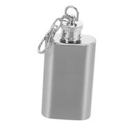 Gadpiparty Flasque de Poche Inox avec Porte-clés Flasque Whisky Plat Étanche pour Randonnée et Voyage Bouteille de Hanche Compacte Argentée