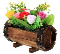 Gadpiparty Fleurs Artificielles en Pot en Bois Carbonisé Demi-Pot Petit Taille Décoration Mariage et Intérieur Bonsaï Décoratif Multicolore Fleurs de Hibiscus Décoration Table et Fête