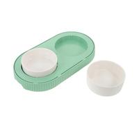 Gadpiparty Gamelle Chauffante en Céramique Verte pour Chats Double Bol Amovible 5V USB Gamelle Électrique Intérieure pour Nourriture et Eau Maintien Température Constante Hiver Entretien