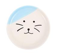 Gadpiparty Gamelle en Céramique pour Chat Peu Profonde Bords Arrondis, Bol Alimentaire Bleu à Grand Diamètre, Usage Quotidien Intérieur, Adapté aux Chats à Face Plate