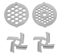 Gadpiparty Grille Hachoir en Acier Inoxydable Argenté pour Hacher Viande et Fruit, 4pcs Plaque de Découpe Trou, Accessoire Pratique pour Hachoir à Viande