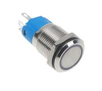 Gadpiparty Interrupteur à Bouton-poussoir 12 V, Interrupteur Métallique à Verrouillage, Acier Inoxydable Argenté Rond 16mm, Ip66 Étanche, pour Boîtes à Outils et Relais, Circuits de Commande