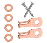 Gadpiparty Kit de Cosses Annulaires en Cuivre Pur pour Câble de Batterie Voiture, Manchons de Sertissage Haute Conductivité, Extrémités de Bornes Compatibles Amplificateur Audio Auto, Pack 2