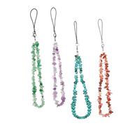 Gadpiparty Lanière Cristal Porte-clés Téléphone Femme, Dragonne Anti-perte en Pierres Naturelles, Lot de 4 Perles Décoratives, Bracelet Téléphone Élégant Multicolore, Accessoire pour Usage