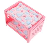 Gadpiparty Lit Double Couche pour Petits Animaux Ensemble 5 Pièces 1 Lit en Peluche Rose 2 Matelas et 2 Couvertures Douces Résistant à l'usure Adapté pour Cochons Couleur Aléatoire