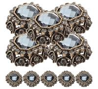 Gadpiparty Lot de 10 boutons à coudre en métal avec strass pour manteau en laine, pull en cachemire, attaches décoratives carrées bleu-gris, petite taille 17 mm pour vêtements et fournitures de