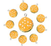 Gadpiparty Lot de 10 Pendentifs Hamburger en Résine Réaliste, Breloques Fabrication de Bijoux Diy, Accessoires Légers et Décoratifs, pour Porte-clés et Créations Artisanales