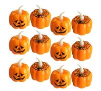 Gadpiparty Lot de 12 Bougies Chauffe-Plat Citrouille Décoratives pour La Maison, LED Orange Citrouille, sans Flamme, à Piles, pour Halloween, Thanksgiving, pour Table, Fête en Intérieur
