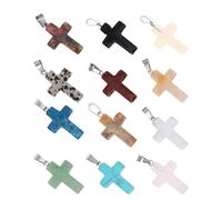 Gadpiparty Lot de 12 pendentifs en pierre naturelle pour collier, équilibre positif, couleurs assorties pour collection d'art et fabrication artisanale, couleur aléatoire