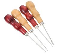 Gadpiparty Lot de 12 Poinçons à Gratter Coudre le Cuir Manches en Bois Naturel et Rouge Outils DIY pour Perforation Artisanale Adaptés à la Couture et Réparation du Cuir