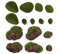 Gadpiparty Lot de 14 Pierres Artificielles en Mousse Verte, Décoration Murale Créative en Mousse Végétale pour Jardin et Pots de Fleurs, Accessoires Décoratifs Réalistes
