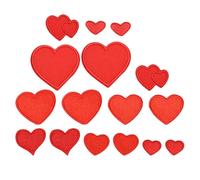 Gadpiparty Lot de 16 Écussons Thermocollants à Coudre de Cœur Rouge, Patchs Brodés en Tissu pour Vêtements, Réparations et Décoration Diy, Kit de 2 Ensembles de 8 Pièces, Appliques Couture