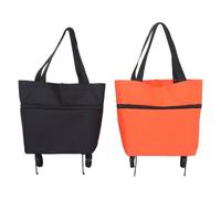 Gadpiparty Lot de 2 Chariots Multifonction Pliables à roulettes, Cabas à Provisions Pliable en Tissu Résistant, Chariots à Paquet de Courses Légers Orange et Noir, pour Shopping Maison