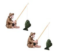 Gadpiparty Lot de 2 Décorations en Résine pour Aquarium Ornement de Pêcheur Âgé Figurines de Vieux Pêcheurs pour Décor d'Aquarium Résistant Danger pour Poissons