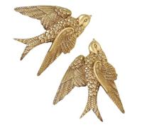 Gadpiparty Lot de 2 Décorations Murales Hirondelles en Résine Pendentifs Oiseaux Volants Ornements Décoratifs pour Jardin et Chambre Art Mural Extérieur et Intérieur Taille Petite