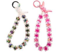 Gadpiparty Lot de 2 dragonnes pour téléphone : bracelet à perles - chaînette pour téléphone portable - cordon antidérapant pour smartphone et portefeuille