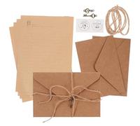 Gadpiparty Lot de 2 kits de papier à lettre vintage et enveloppes format A5 avec corde de chanvre et fermeture en métal pour poèmes et pratique de la calligraphie
