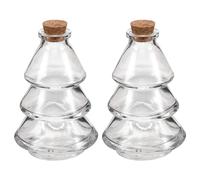 Gadpiparty Lot de 2 Mini Bouteilles en Verre de Noël : 90 ML, bocaux de Potion de Sorcellerie d'halloween, fioles en Forme d'arbre avec Couvercle en liège, contenants pour Messages de vœux,