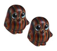 Gadpiparty Lot de 2 porte-clés pingouin en bois avec incrustation œil bleu, couleur café, matériau en bois léger, pratique pour les loisirs créatifs et une utilisation quotidienne