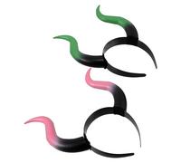 Gadpiparty Lot de 2 Serrage-Têtes à Cornes de Démon en Tissu Léger Couleurs Vert et Rose Accessoires Cosplay pour Fête Costumée Halloween Bandeaux Cornes de Diable Gothiques Confortables