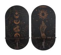 Gadpiparty Lot de 2 Supports Suspendus en Bois Foncé pour Cristaux, Présentoirs Muraux Bohèmes Décoratifs, Étagères Flottantes Rustiques pour Décoration Intérieure, Salon, Chambre, Bureau