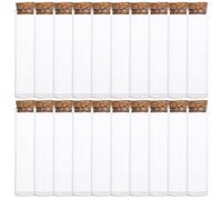 Gadpiparty Lot de 20 Bouteilles en Verre 60 ML avec Bouchons en Bois, Flacons à Souhaits Multifonctionnels, Rangement pour Allumettes, Tubes de Présentation Transparents pour Décoration et