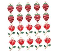Gadpiparty Lot De 20 Pendentifs Roses Rouges Pour Filles Accessoires De Bijoux À Faire Soi-Même Breloques Accessoires De Bijoux Mini Accessoires Perles En Émail Ornements Collier
