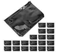Gadpiparty Lot de 20 pochettes de rangement à fermeture éclair en PVC - Format A6 - Noir - Résistantes à l'eau et aux déchirures - Pour les voyages et la maison