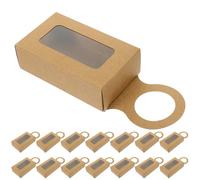 Gadpiparty Lot de 25 Boîtes Suspendues à Bouteilles de Vin 9x9x3 Cm en Carton avec Fenêtre Transparente, Décoration et Rangement pour Accessoires de Vin, Coffret Présent pour Mariage et Fête