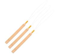 Gadpiparty Lot de 3 aiguilles à fil en acier inoxydable avec manche en bois pour la fabrication de colliers et bracelets à perles