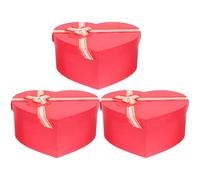 Gadpiparty Lot de 3 Boîtes en Papier Forme de Cœur Rouge Couvercle Grosse Capacité pour Rangement Multi-usage pour Présents Saint-valentin
