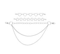 Gadpiparty Lot de 3 chaînes d'extension de sac en alliage argenté, breloque cœur, remplacement de chaîne de sac à main, accessoire de sac à attache rapide, pour sacs bandoulière, femmes,