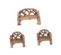 Gadpiparty Lot de 3 Mini Meubles de Jardin en Résine Multicolore Comprendant 1 Mini Banc et Décoration Artisanale Résistante aux Intempéries pour Micro-Paysages Pots de Fleurs