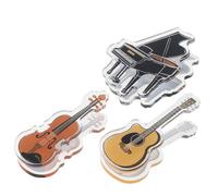 Gadpiparty Lot de 3 Pinces Transparentes en Acrylique de Piano, Guitare et Violon, Accessoires de Bureau pour Organisation de Partitions et Documents, Supports Musicaux Décoratifs