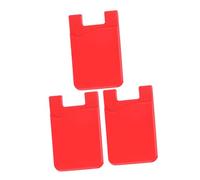 Gadpiparty Lot de 3 Porte-Cartes Adhésifs pour Téléphone Portable, Support Autocollant en Silicone Antidérapant, Format Compact, Accessoire Pratique pour Smartphone, Rouge