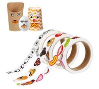 Gadpiparty Lot de 3 rouleaux de 3 000 autocollants amusants pour les yeux, le nez, la bouche, les dessins animés, les loisirs créatifs, les jouets pour enfants, les adultes, les fêtes, la