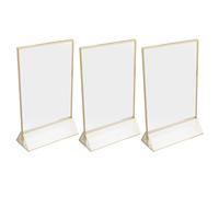 Gadpiparty Lot de 3 supports de menu en acrylique en forme de T, support de menu double face transparent pour table, présentoir de cartes pour mariage, restaurant, fête