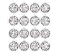 Gadpiparty Lot de 30 Pendentifs Croix Saint Benoît en Métal Argenté Breloques Catholiques de Protection pour Chapelet Médailles Religieuses Compactes pour Bijoux Chrétiens et Prières