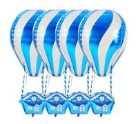 Gadpiparty Lot de 4 Ballons en Aluminium Montgolfière Bleu Décoration Festive pour Anniversaire Garçon et Filles Fête à Thème Voyage Ballons Gonflables Solide et Réutilisables en Film 4D