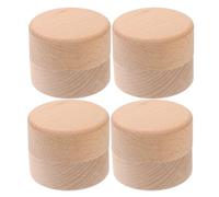 Gadpiparty Lot de 4 Boîtes Rondes en Bois de Hêtre 52X52X4 CM Couvercle Sécurisé Mini Coffrets à Dents de Lait Unisexes Boîtes à Bijoux Rustiques et Rangements Décoratifs pour Souvenirs