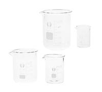 Gadpiparty Lot de 4 gobelets gradués en verre avec mesures précises et visibilité cristalline, béchers de laboratoire de forme basse pour cours de science et expériences de laboratoire éducatif, 10 ml