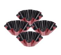 Gadpiparty Lot de 4 moules à tartelettes en acier au carbone en forme de fleur réutilisables et anti-adhésifs, conçus pour la cuisson de gâteaux et muffins 6,6 cm