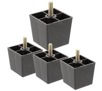 Gadpiparty Lot de 4 pieds de meubles de rechange carrés en métal, faciles à utiliser, polyvalents pour lit et meubles au bureau et à l'hôtel