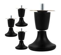 Gadpiparty Lot de 4 Pieds de Meubles Noirs en Plastique Robustes, Pieds de Remplacement Larges pour Canapé, Lit et Sommier Base Antidérapante, Compatibles Cadres de Lit et Meubles